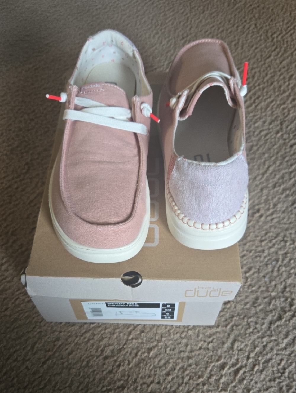 Womans Pink Canvas Hey Dude Shoes - Picture 2 of 6